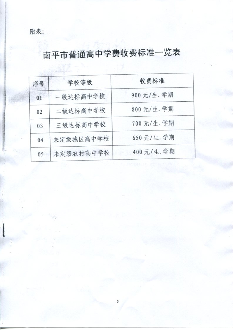 高中学费收费标准